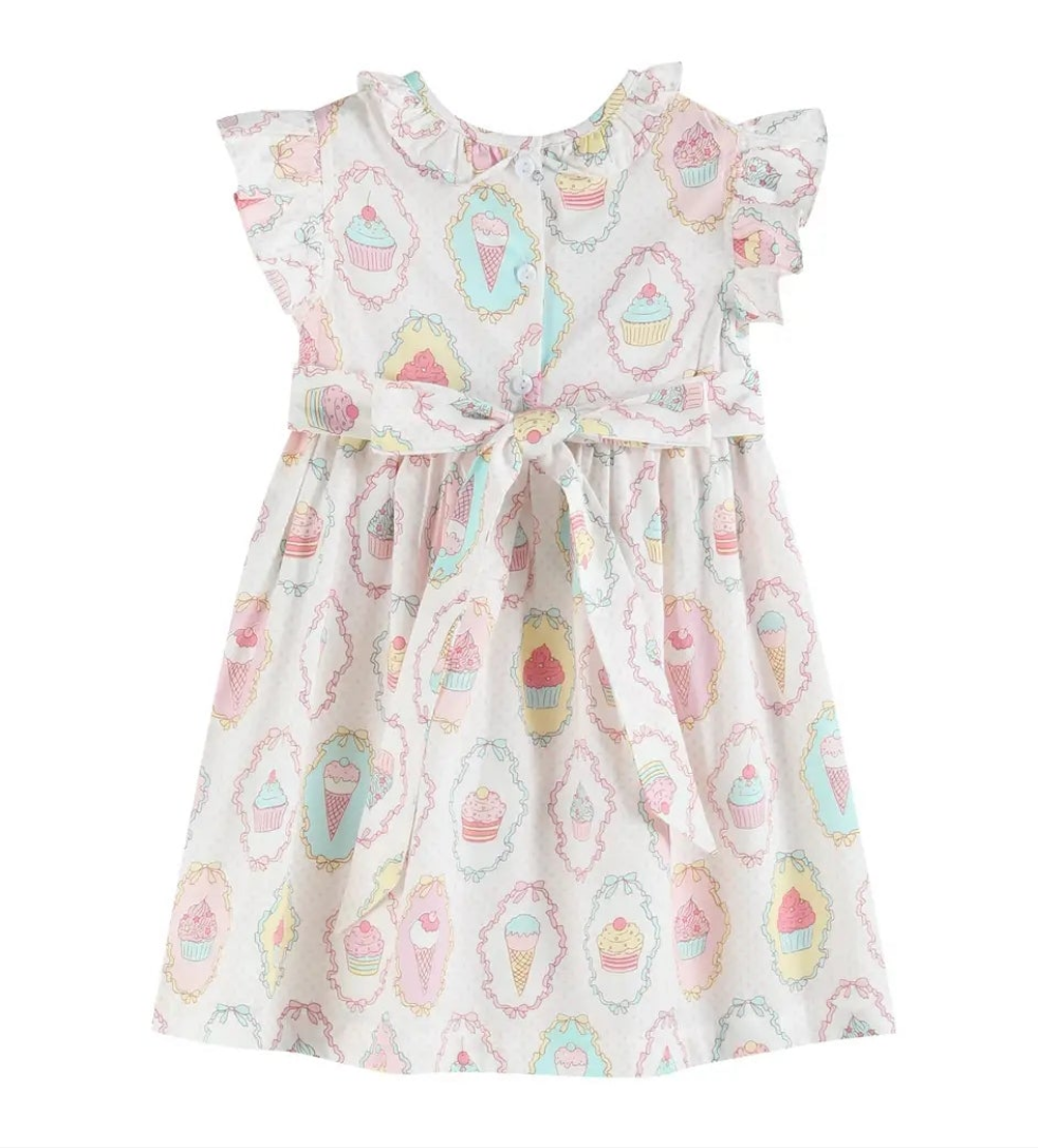 "Little Cupcake" Birthday Girl Smocked Dress