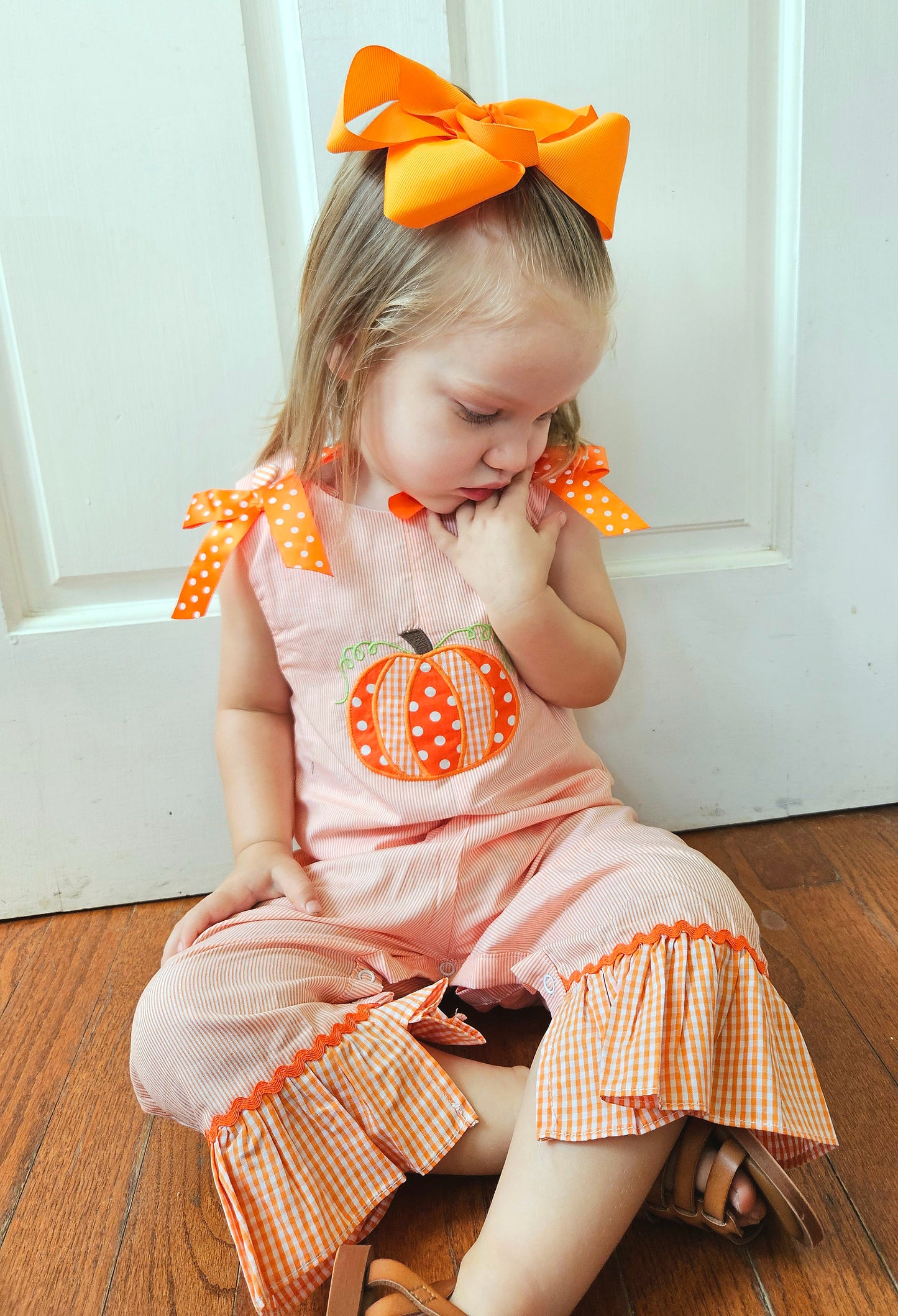 Polka-Dot-Pumpkin Girls Fall Jumper