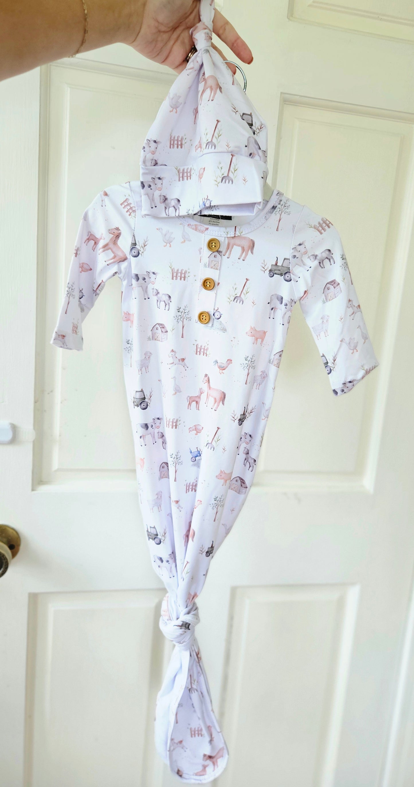 Farm Baby Gown with Matching Hat #530