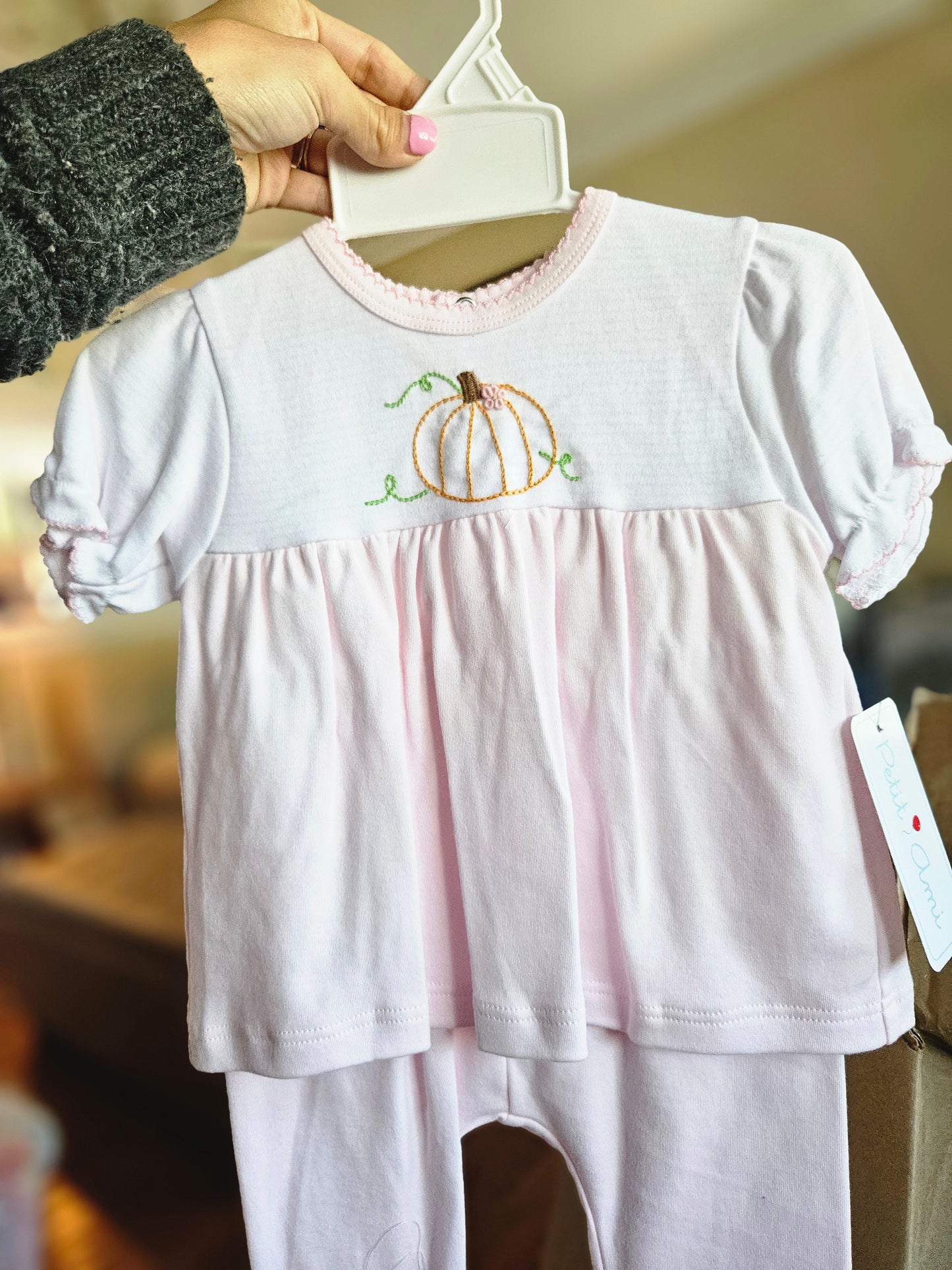 Pumpkin Embroidered Girls Set
