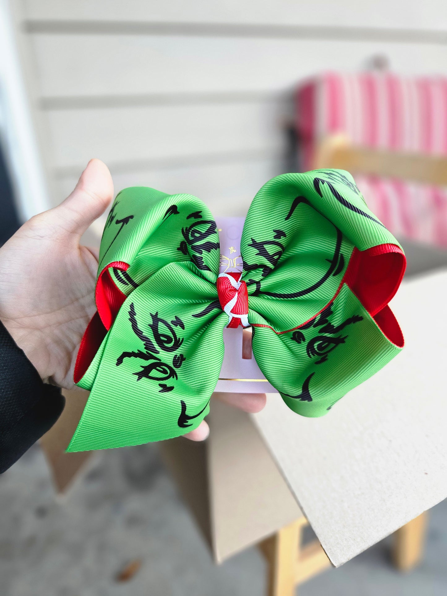 Grinch Print Clip Hairbow