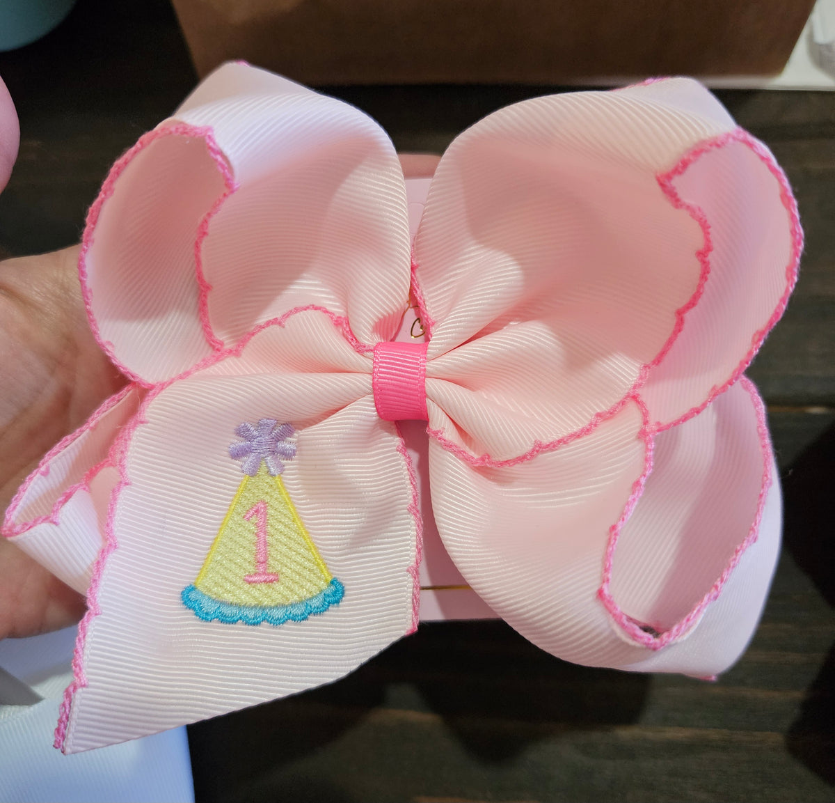 First Birthday Clip Hair Bow
