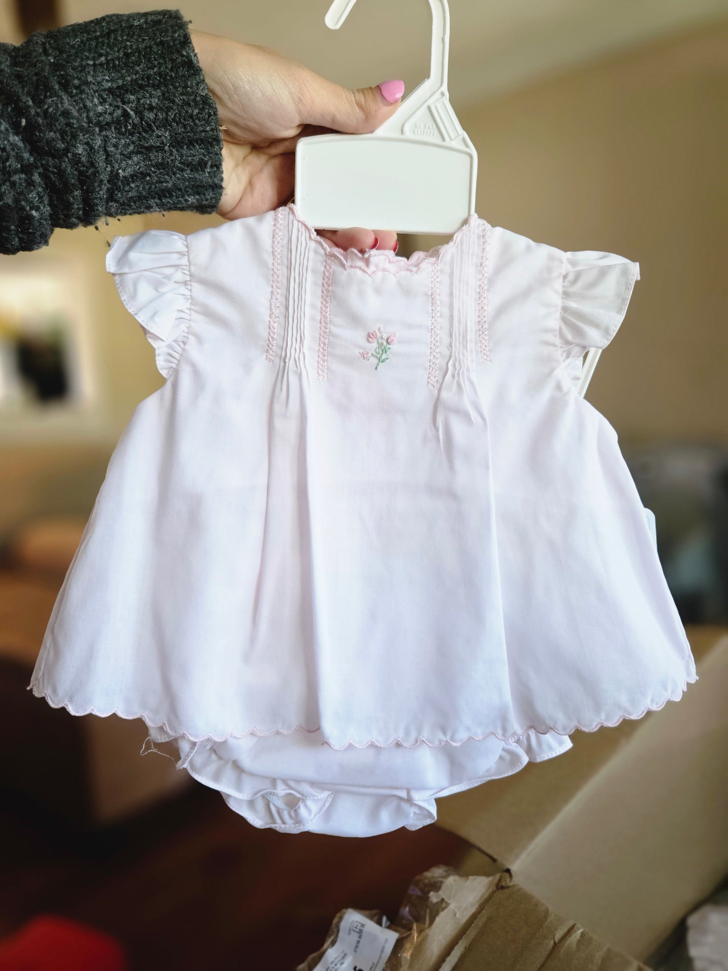 Baby Girls Heirloom Flower Diaper Set