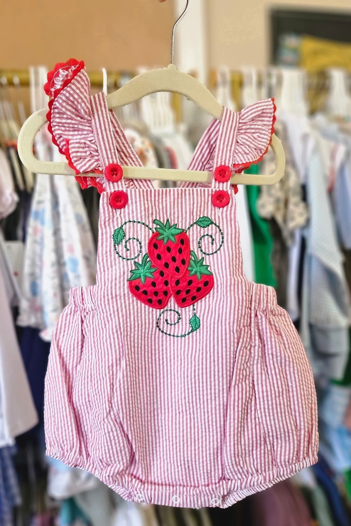 Strawberry Cross Back Sunsuit Bubble #438