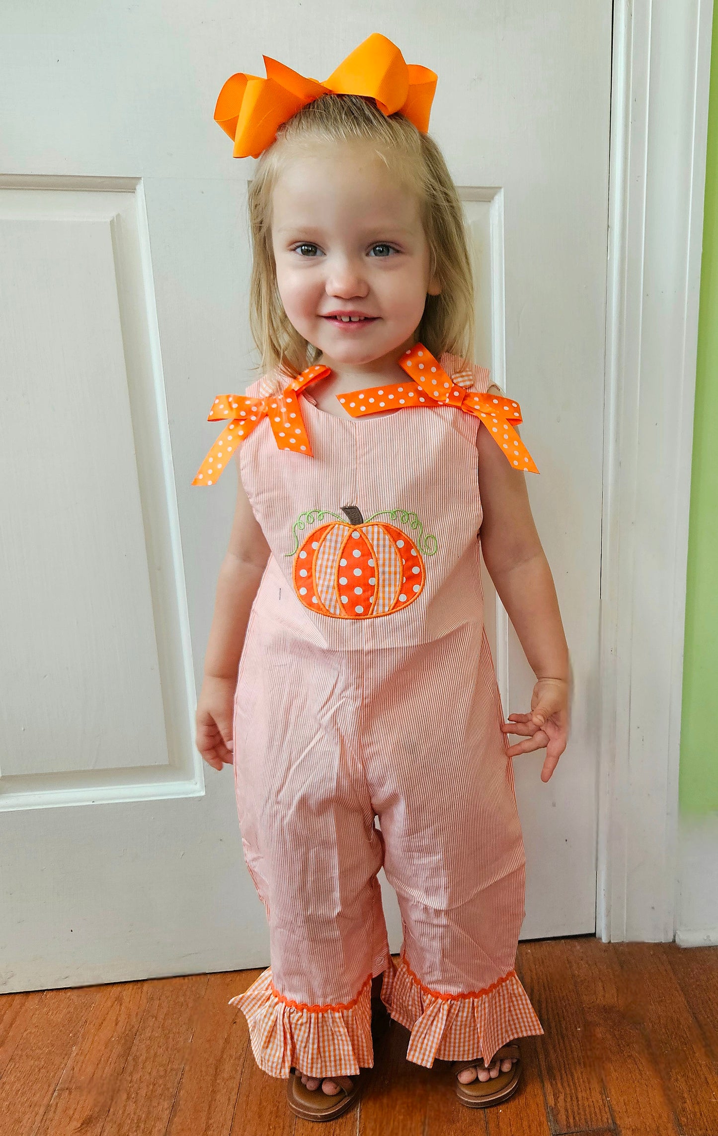Polka-Dot-Pumpkin Girls Fall Jumper