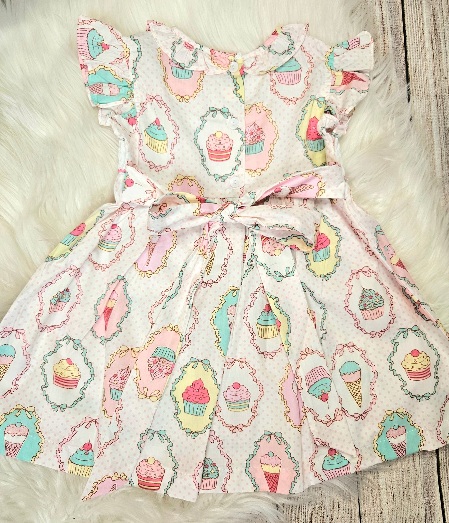 "Little Cupcake" Birthday Girl Smocked Dress