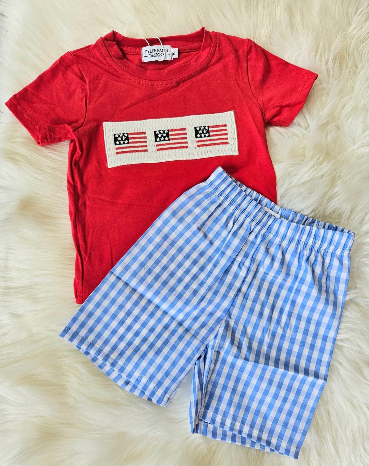 Boys Smocked Patriotic Flag Set