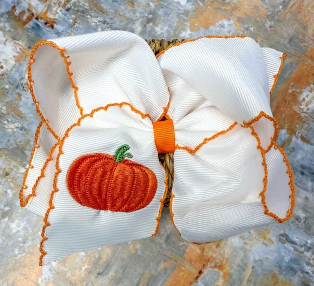 Orange Pumpkin Clip Bow