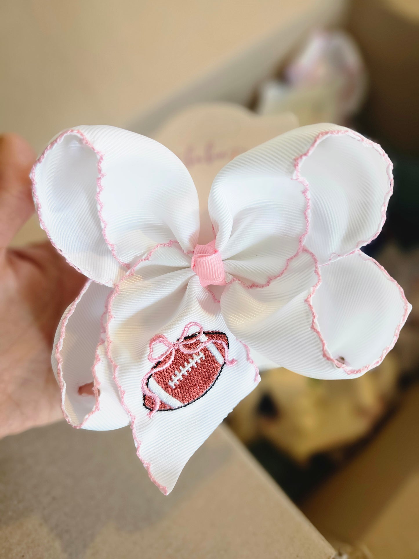 Footballs and Bows Clip Bow