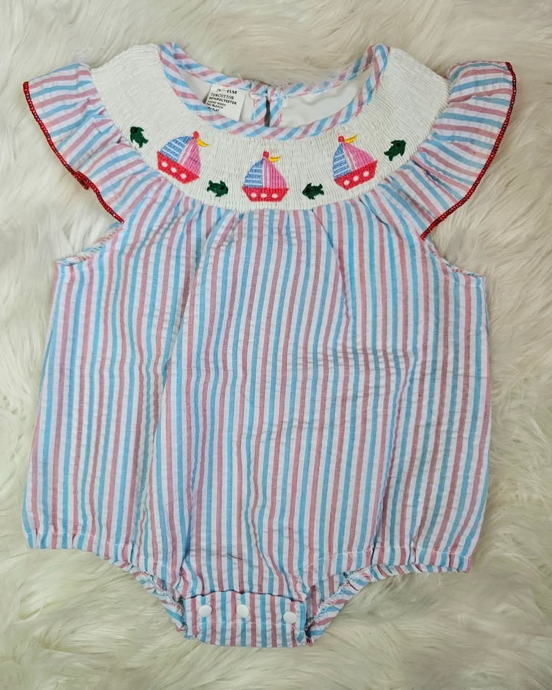 Smocked Girls Sailboat Fish Bubble