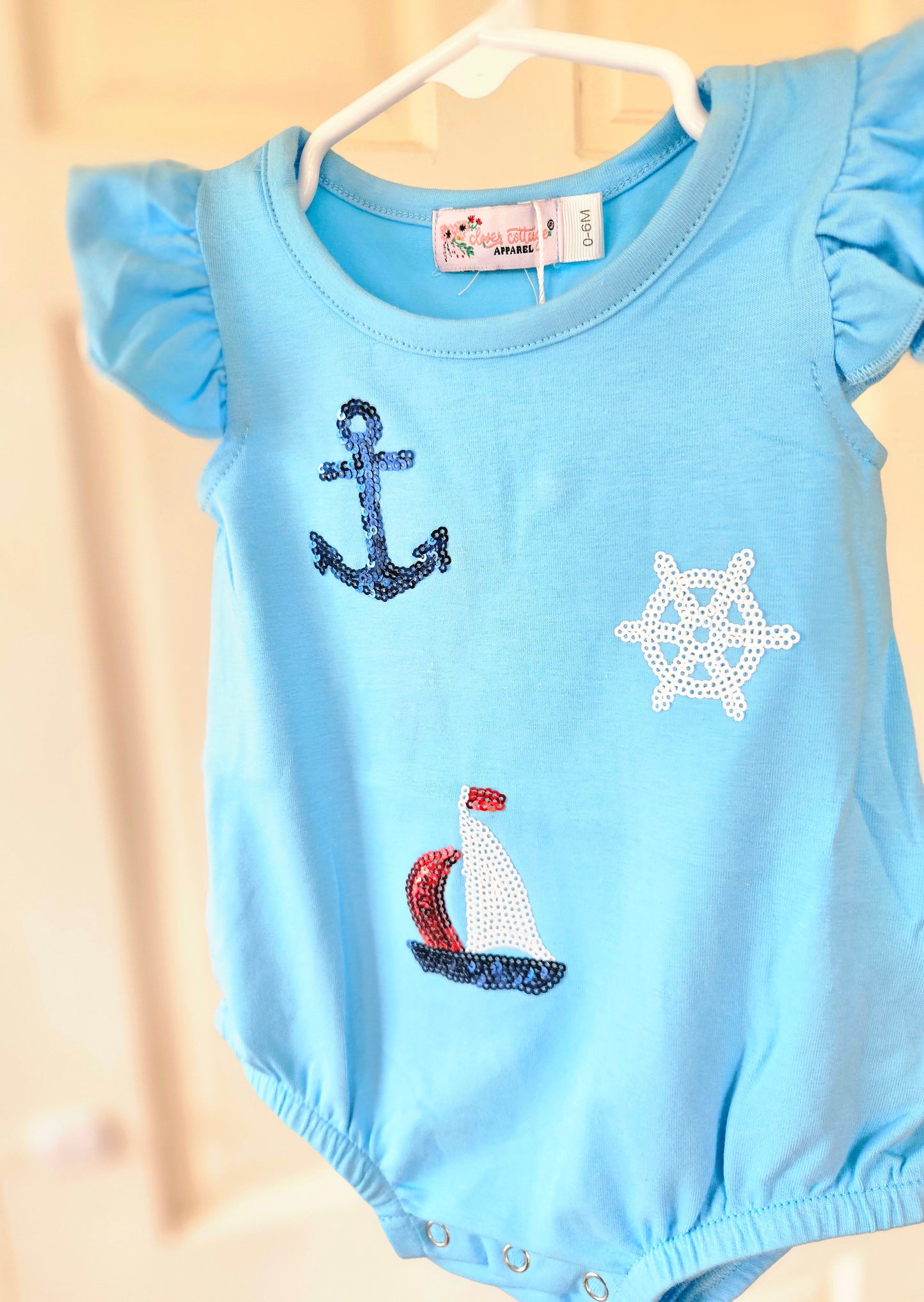Sail Boat/Anchor Sequin Blue Bubble #525