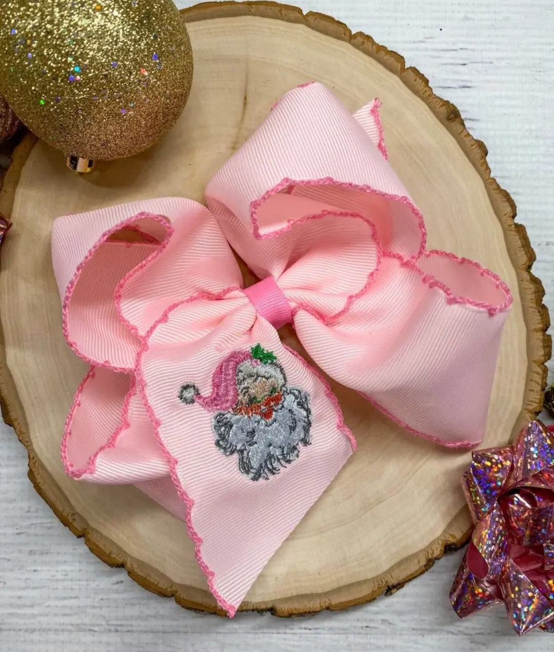 Pink Santa Head Headband Bow