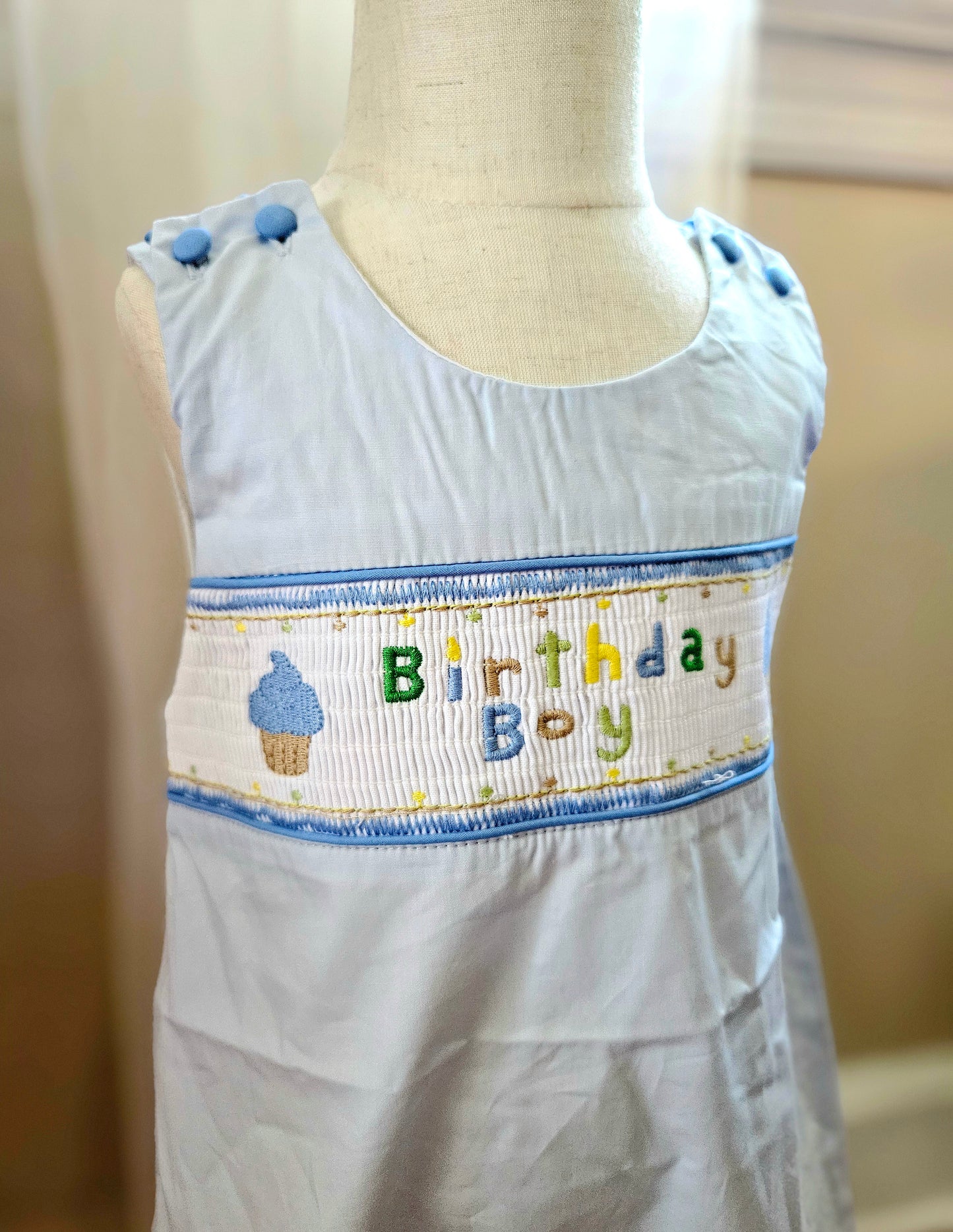 Birthday Boy Smocked Shortalls