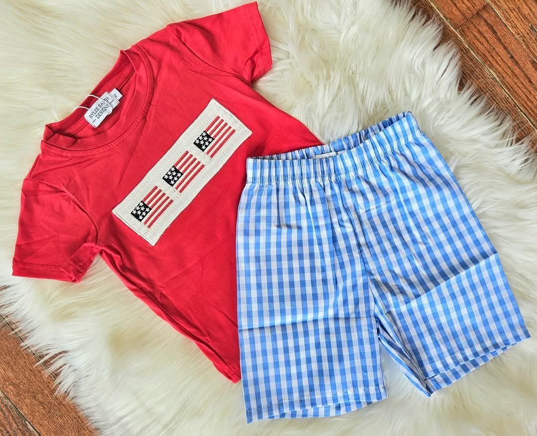 Boys Smocked Patriotic Flag Set