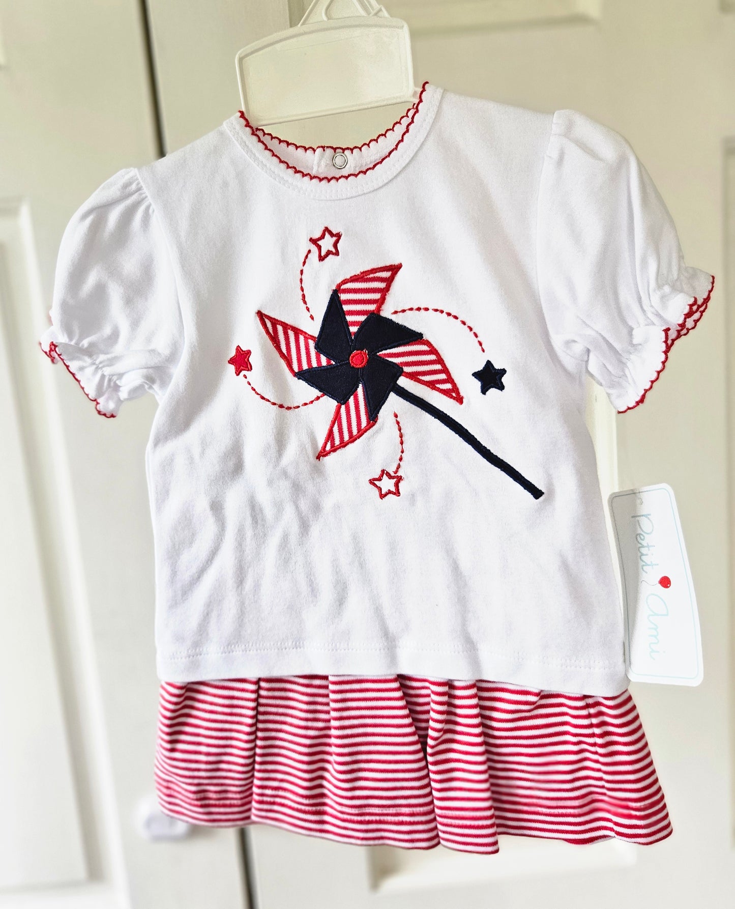 Girls Pinwheel Patriotic Skirt Set #557