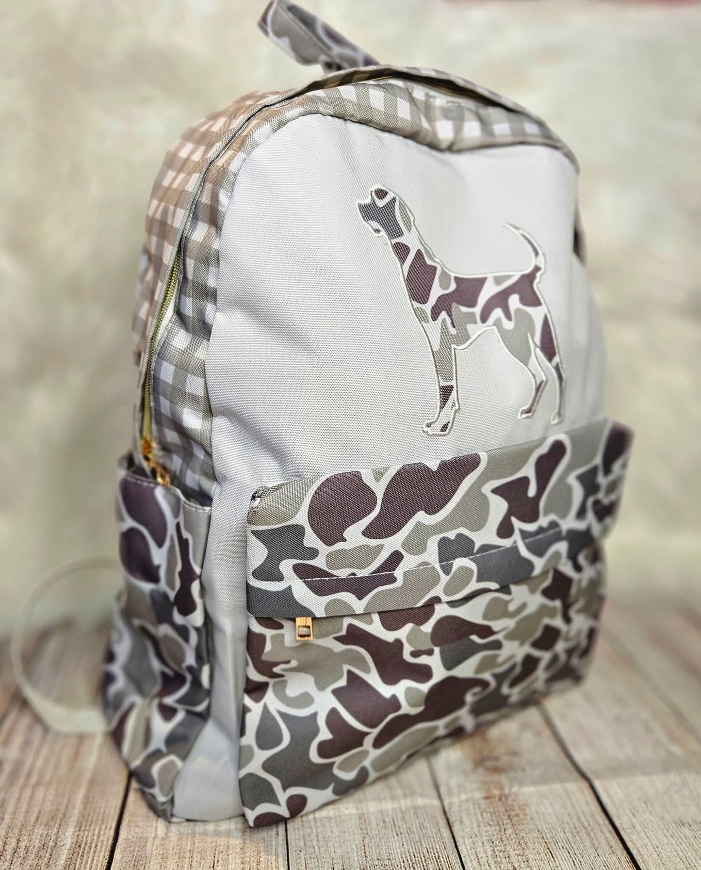 Camo Dog Boys Embroidered Backpack