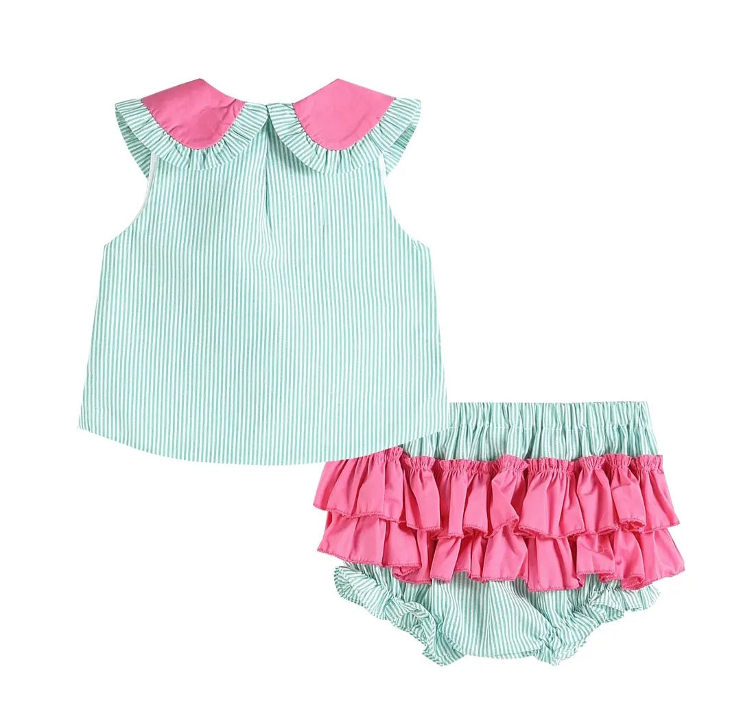 Watermelon Collar Ruffle Diaper Set #574