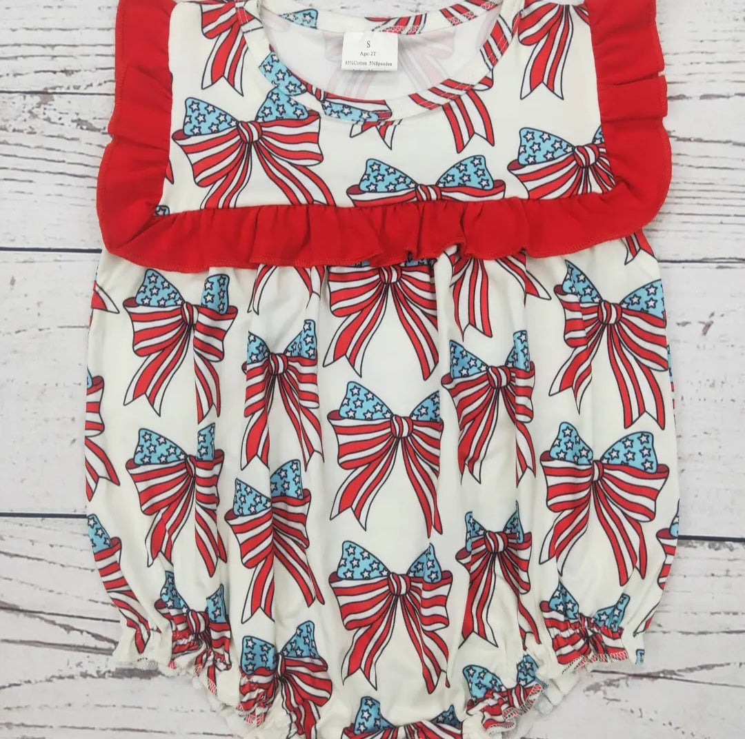 Patriotic Bow Ruffle Summer Bubble #542