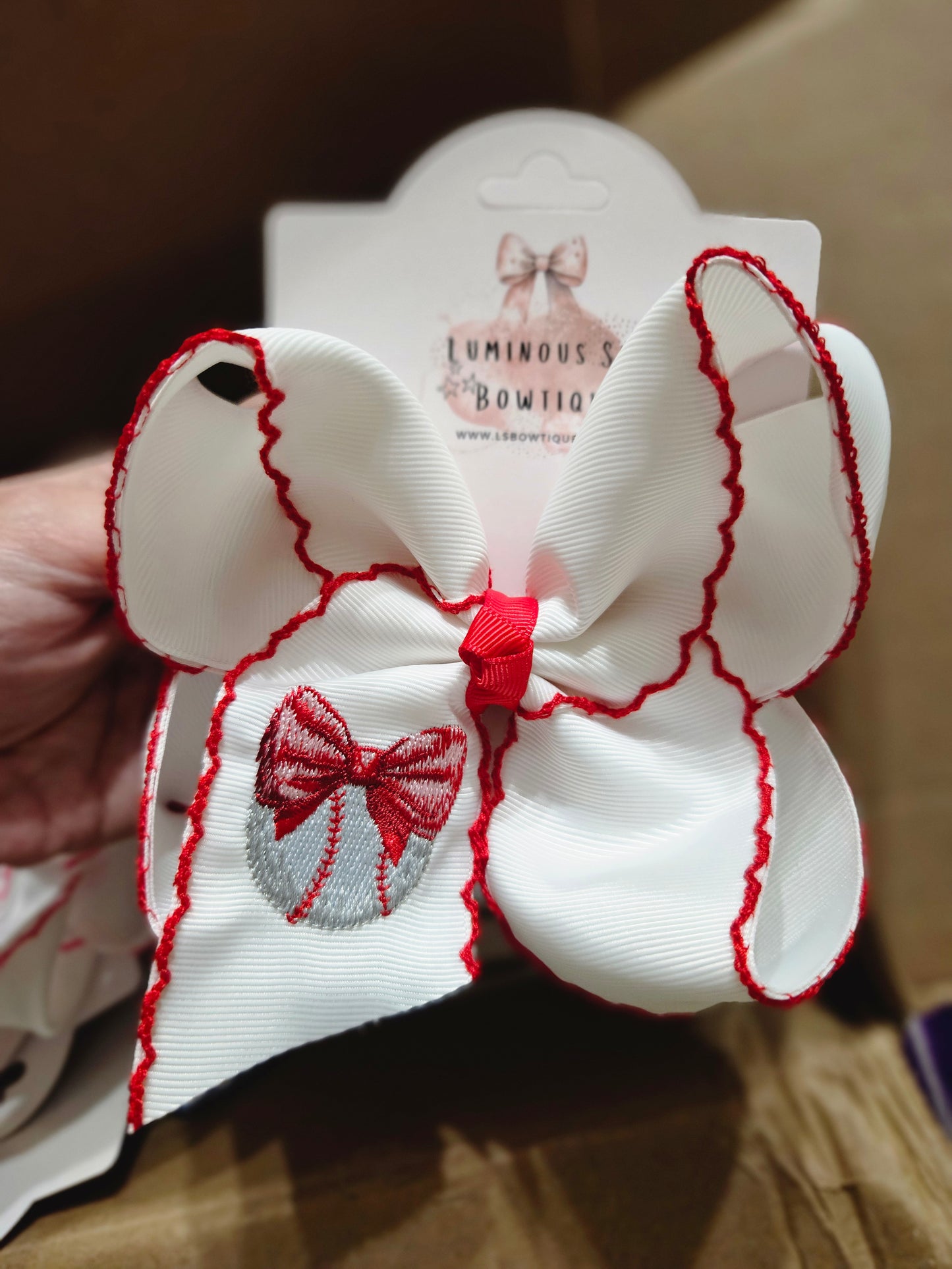 Baseball Bow Clip Bow