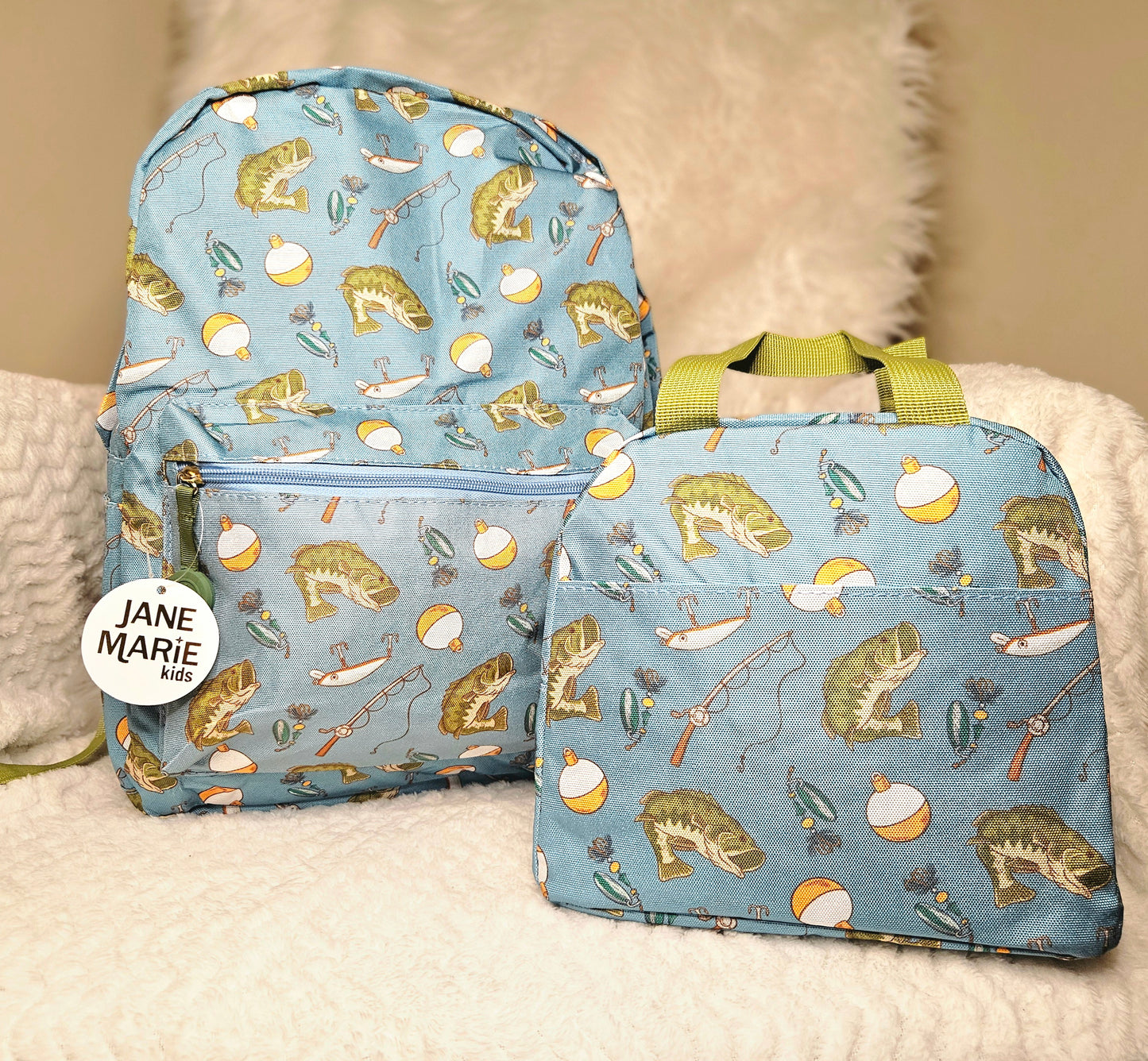 Light Blue/Green Bass Fishing Lunch Box