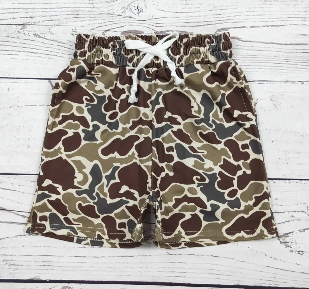 Dark Camo (brown tone) Boys Swim Shorts #475