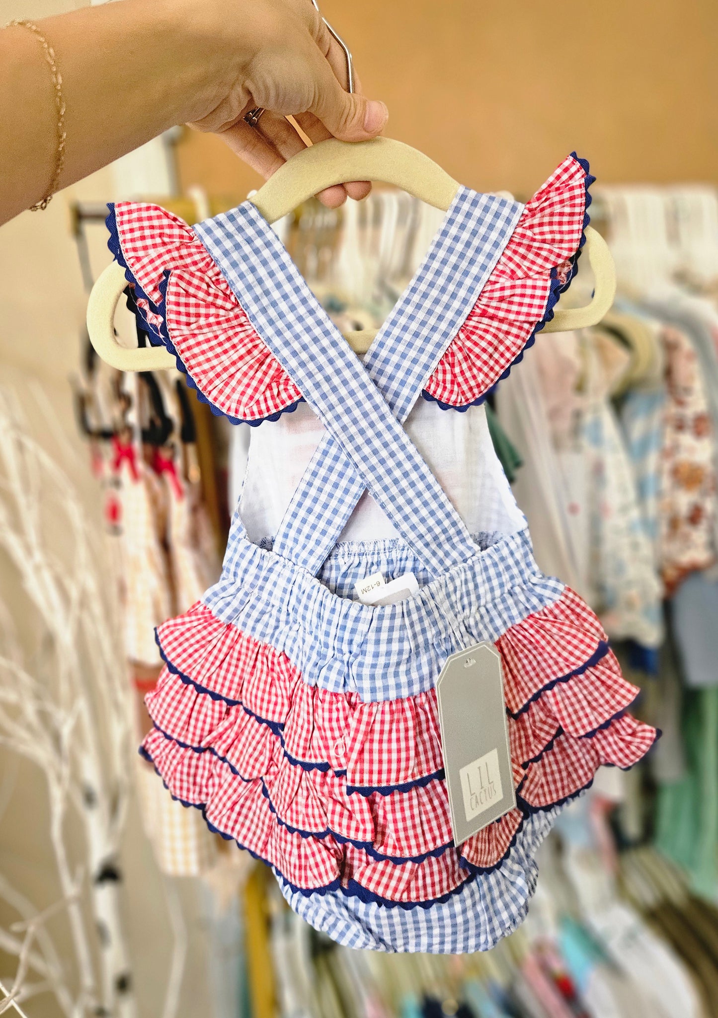 Girls Patriotic American Flag Cross Back Bubble #465