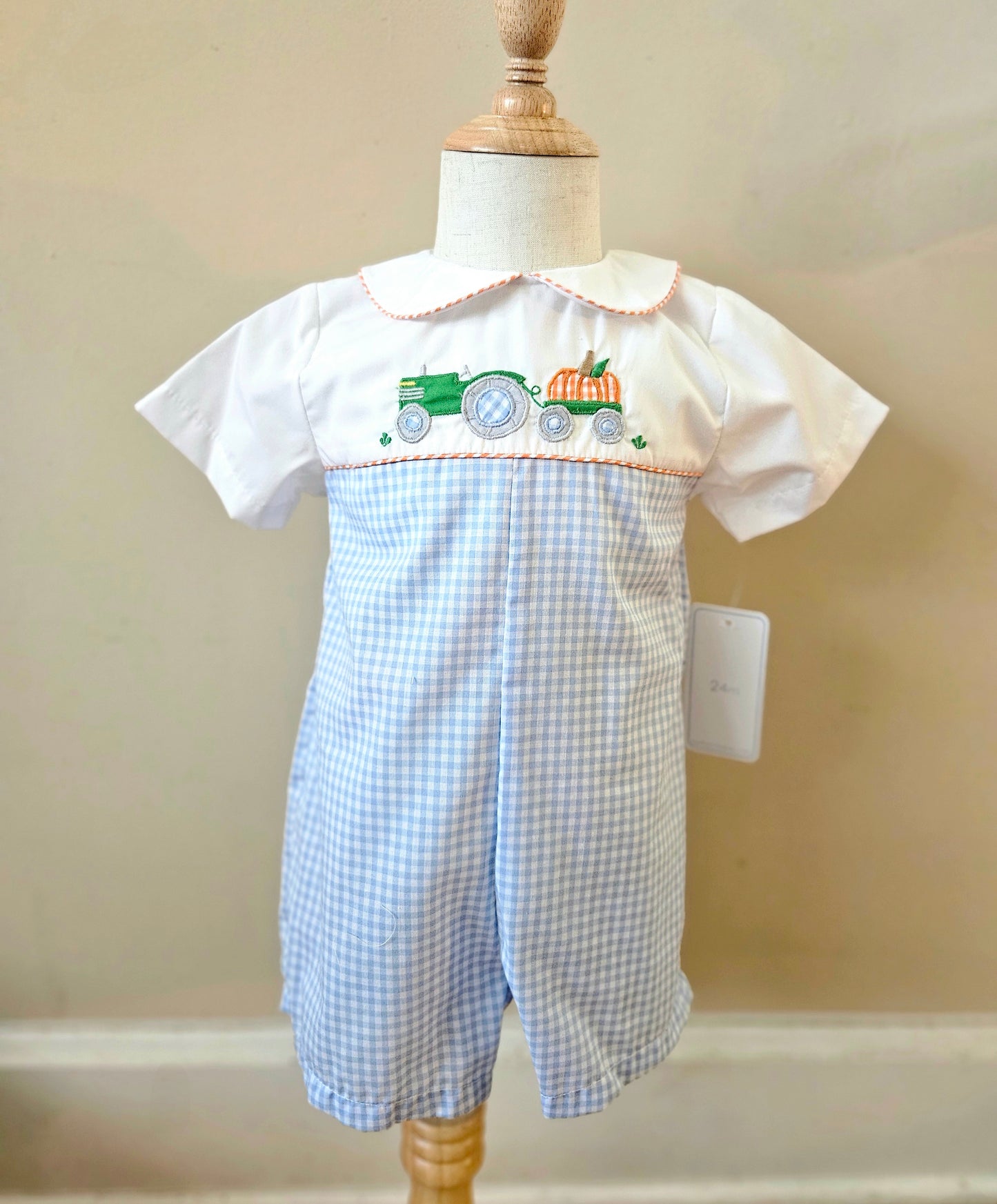 Tractors and Pumpkins Boys Romper