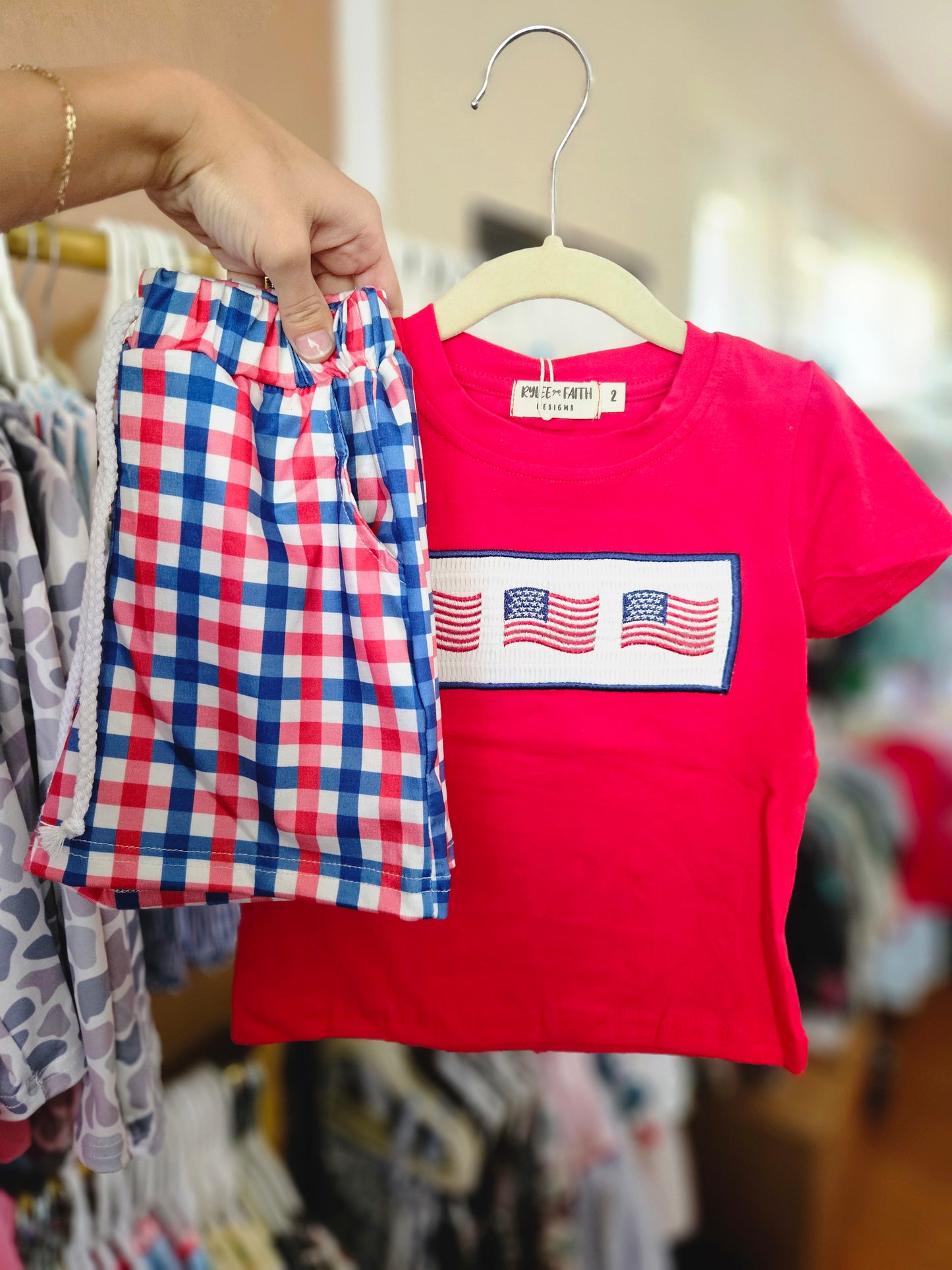 Boys 4th of July Smocked Short Set #570
