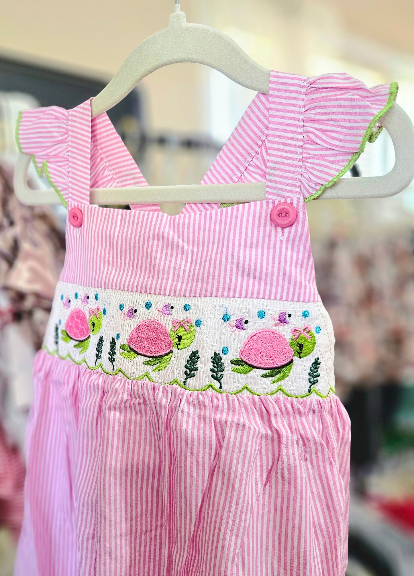 Sea Turtle Smocked Girls Tank Dress #567