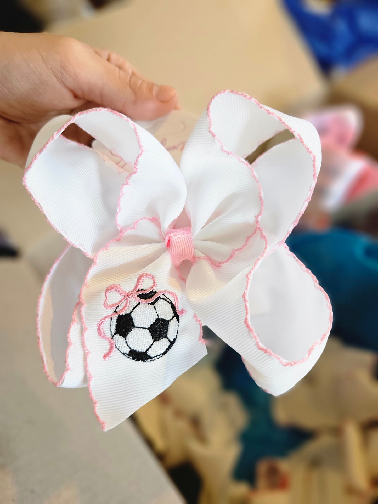 Soccer and Bows Clip Bow