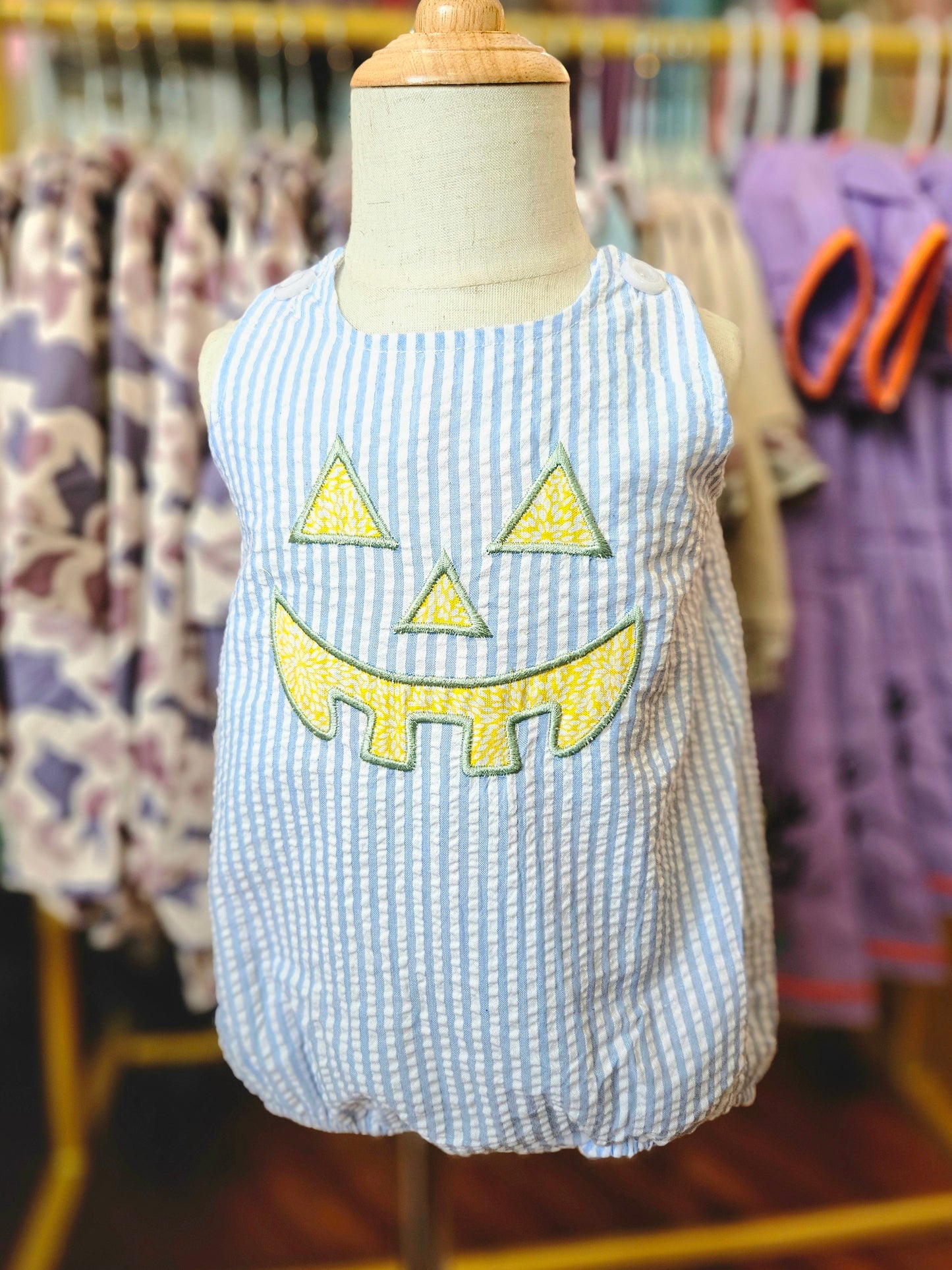 Embroidered Jack-O-Lantern Boys Bubble