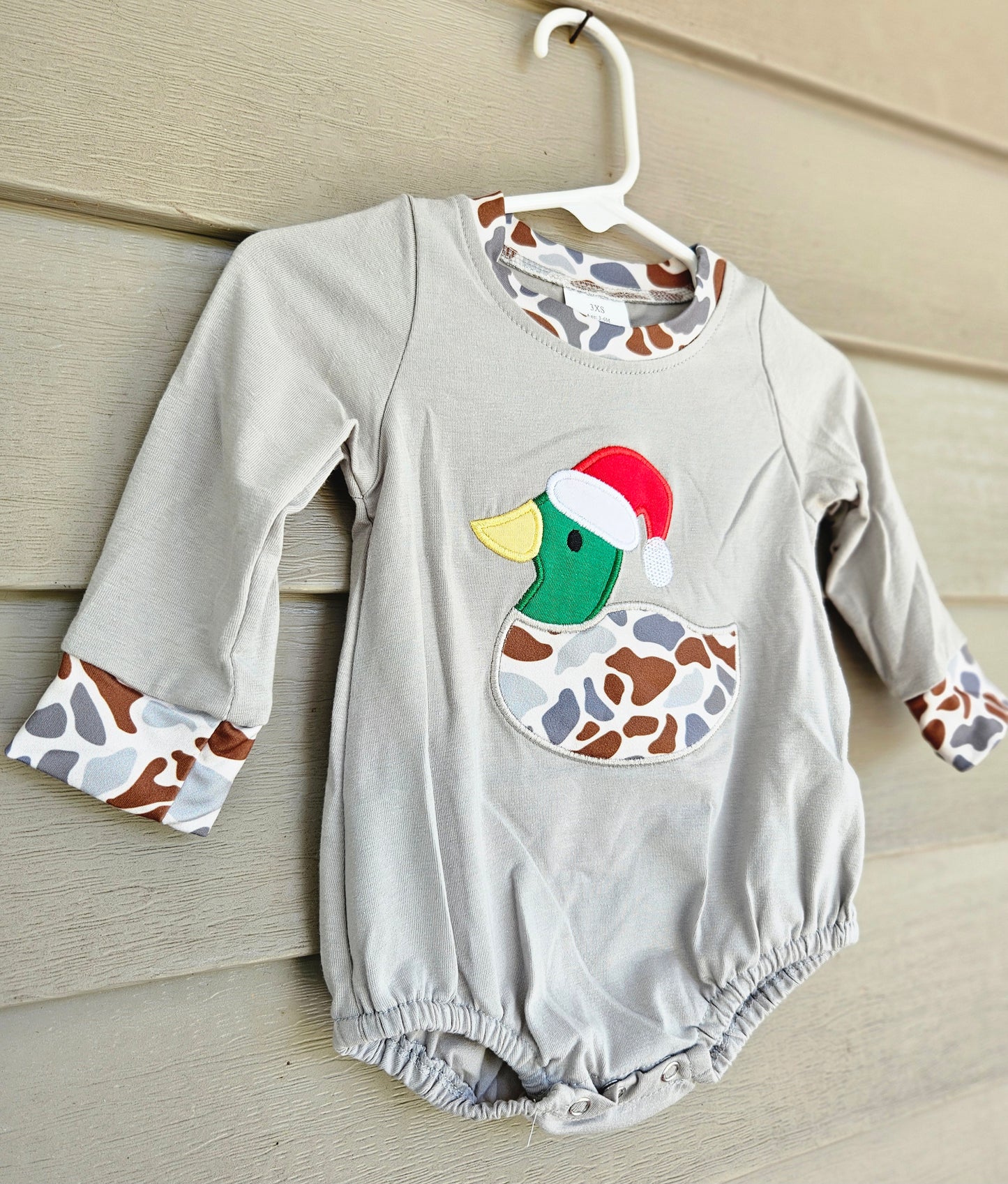 Camo Santa Duck Bubble Romper