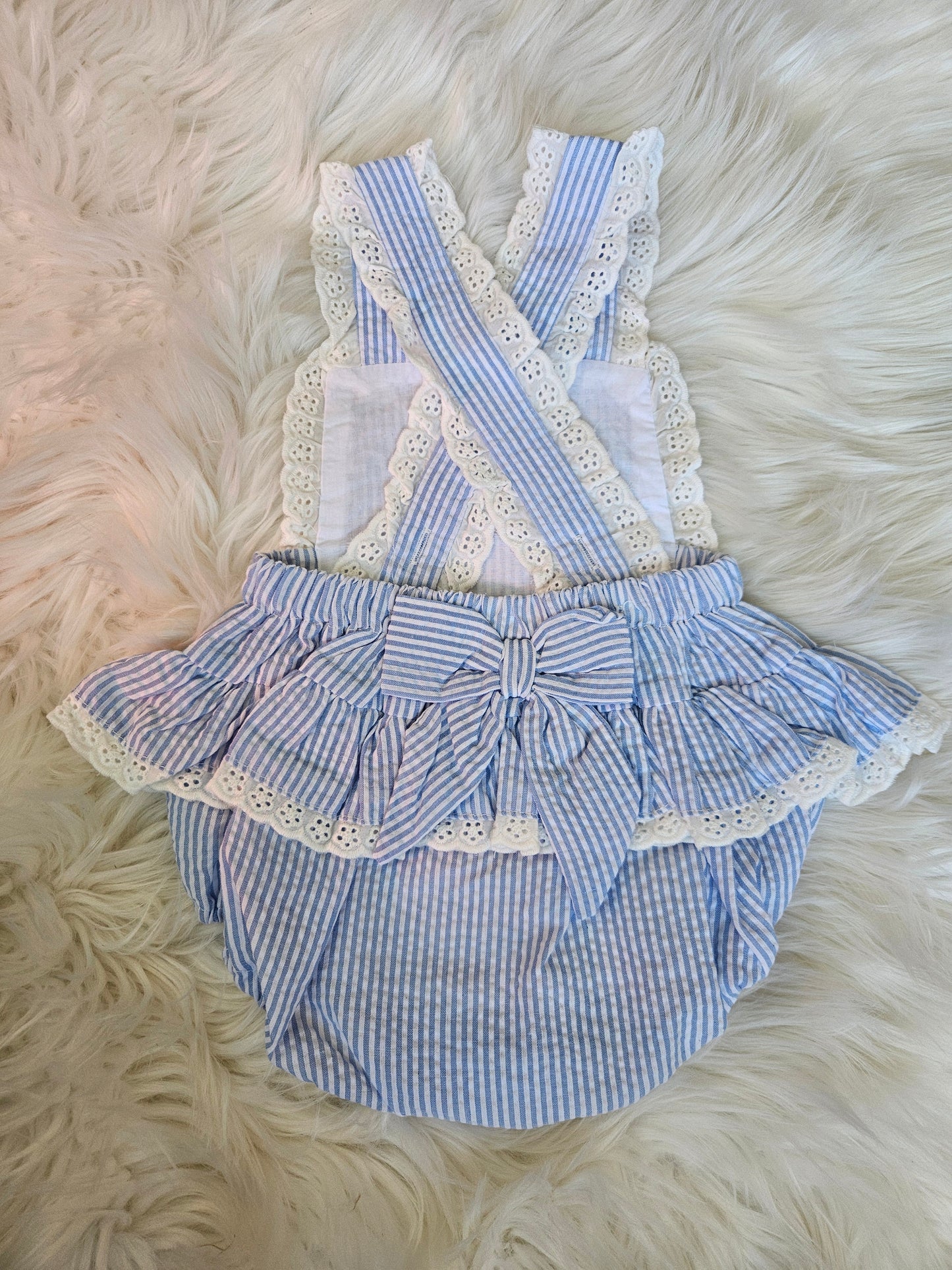 Blue Bunny Cross Back Easter Sunsuit #471