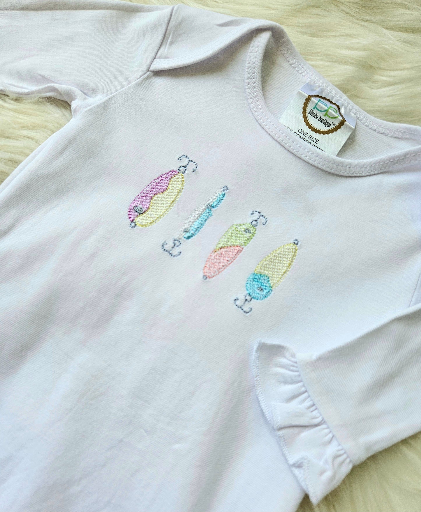 Girls Embroidered Lure Zipper Gown