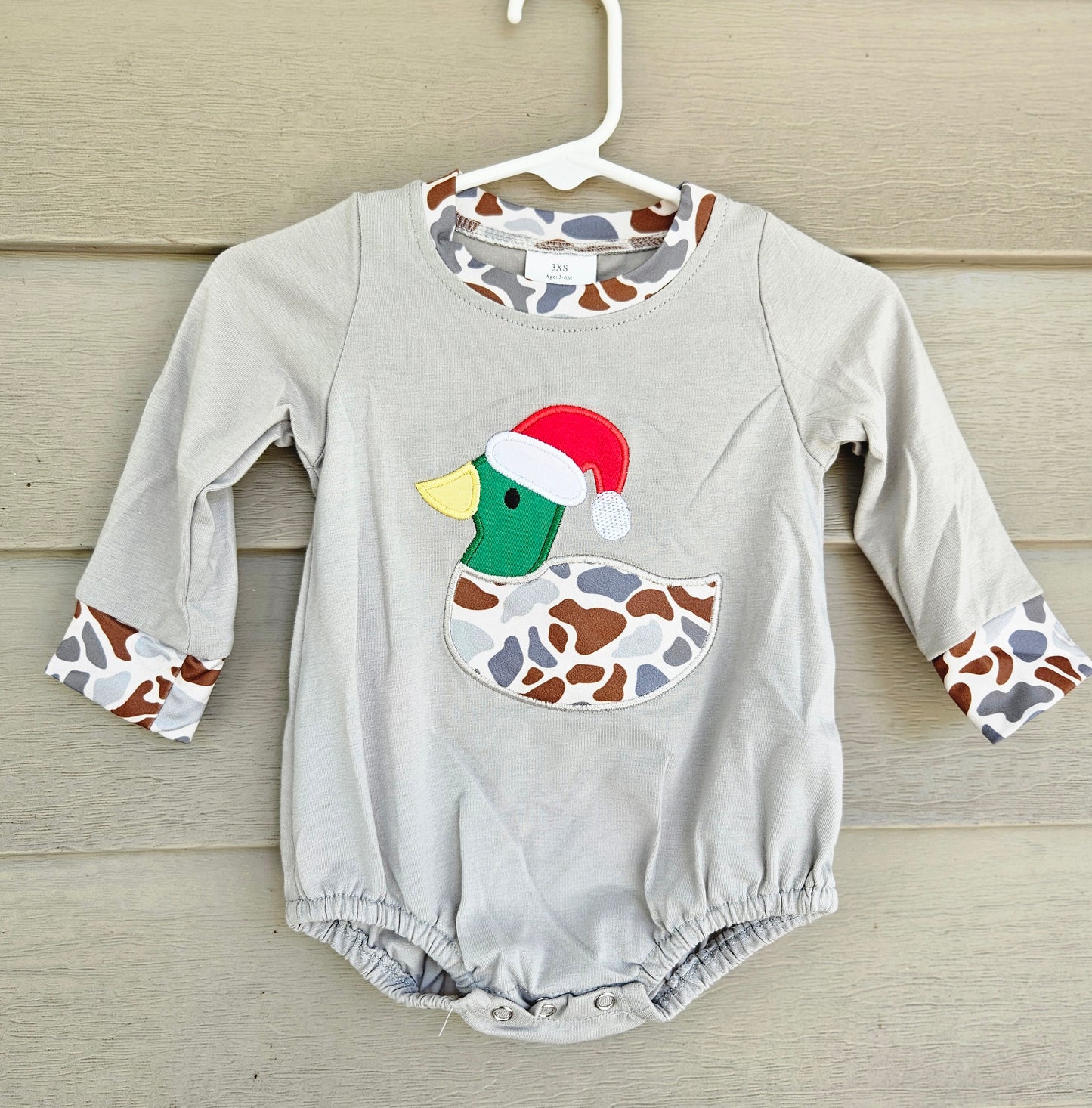 Camo Santa Duck Bubble Romper