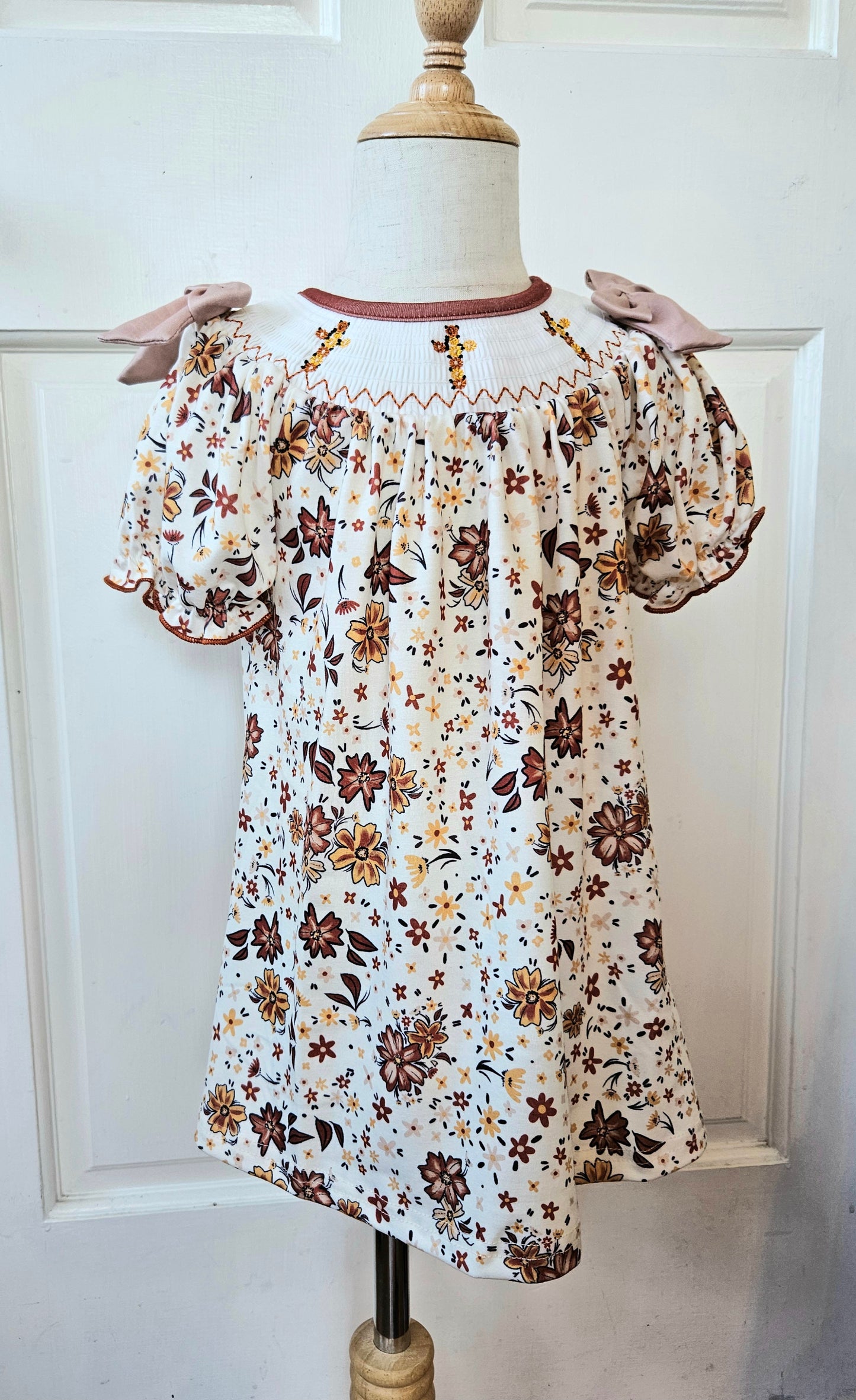 Floral Cross Smock Dress
