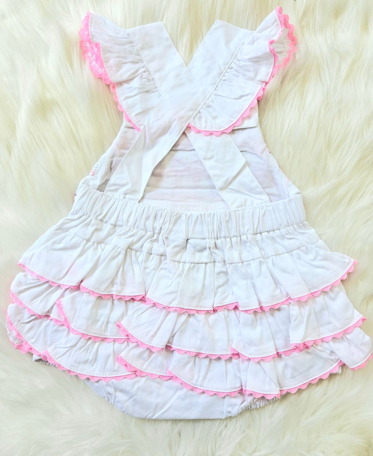 Bows and Riffle Smocked Sunsuit Bubble