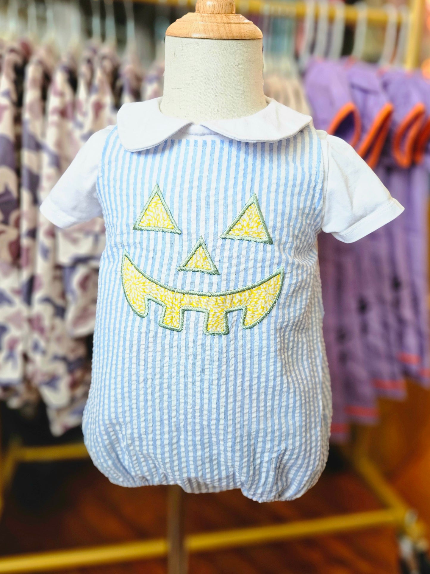 Embroidered Jack-O-Lantern Boys Bubble