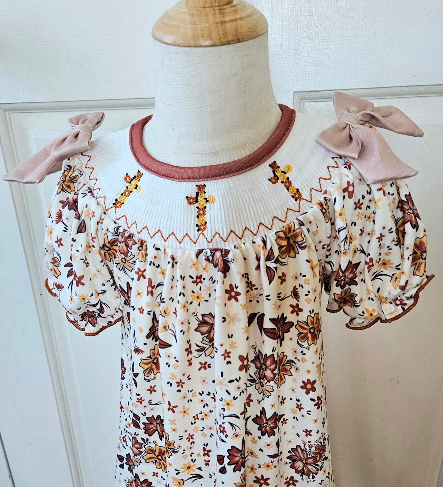 Floral Cross Smock Dress