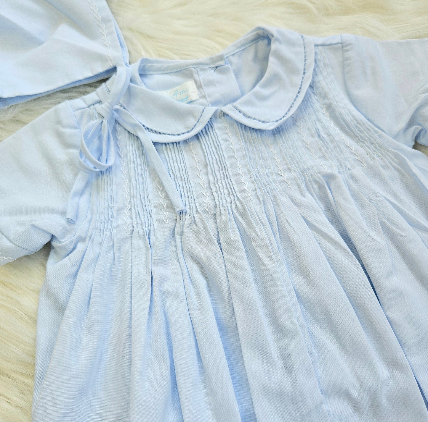 Baby Blue Boys Heirloom Pintuck Romper