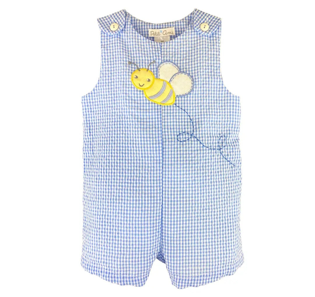 Boys Embroidered Bumble Bee Summer Romper #554