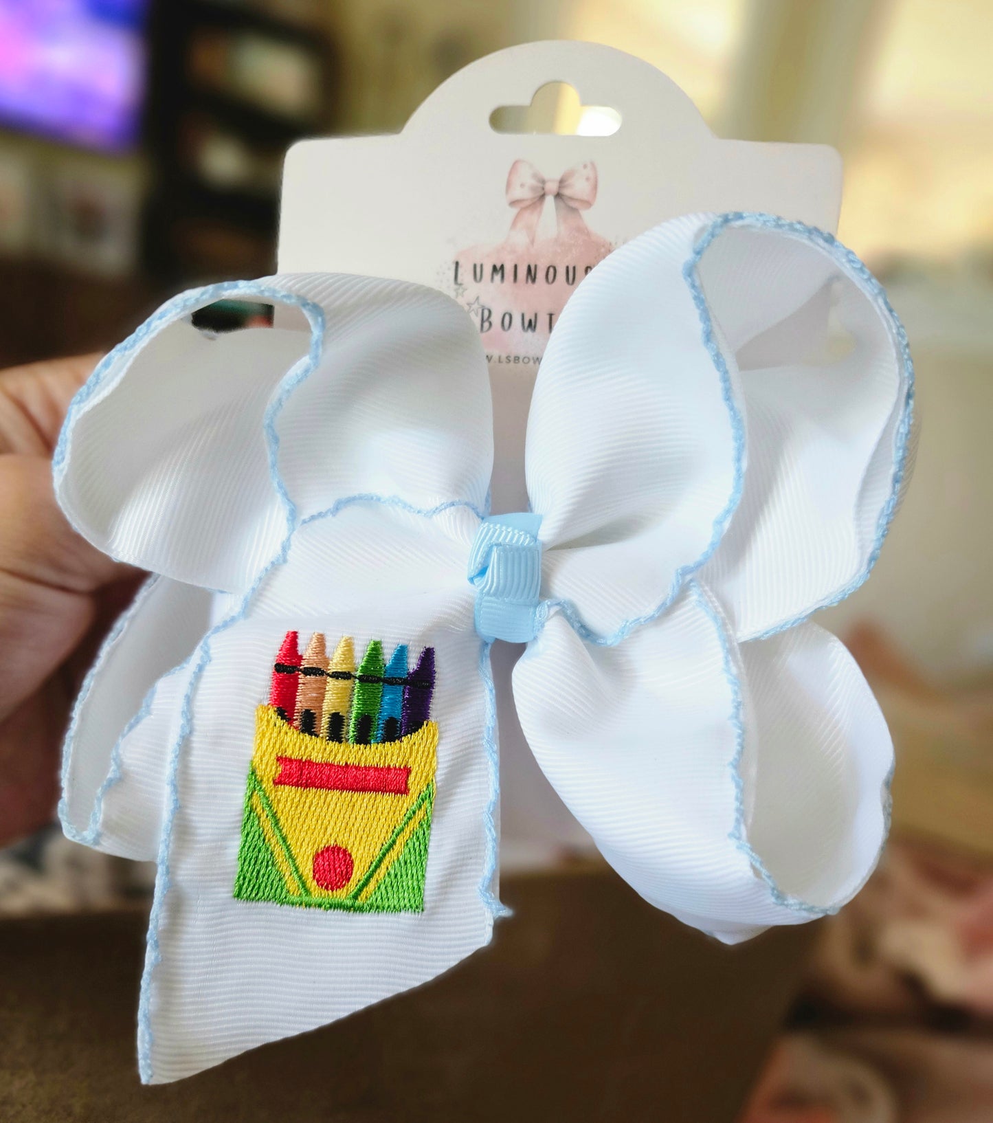 Crayon Box Back to School Clip Bow