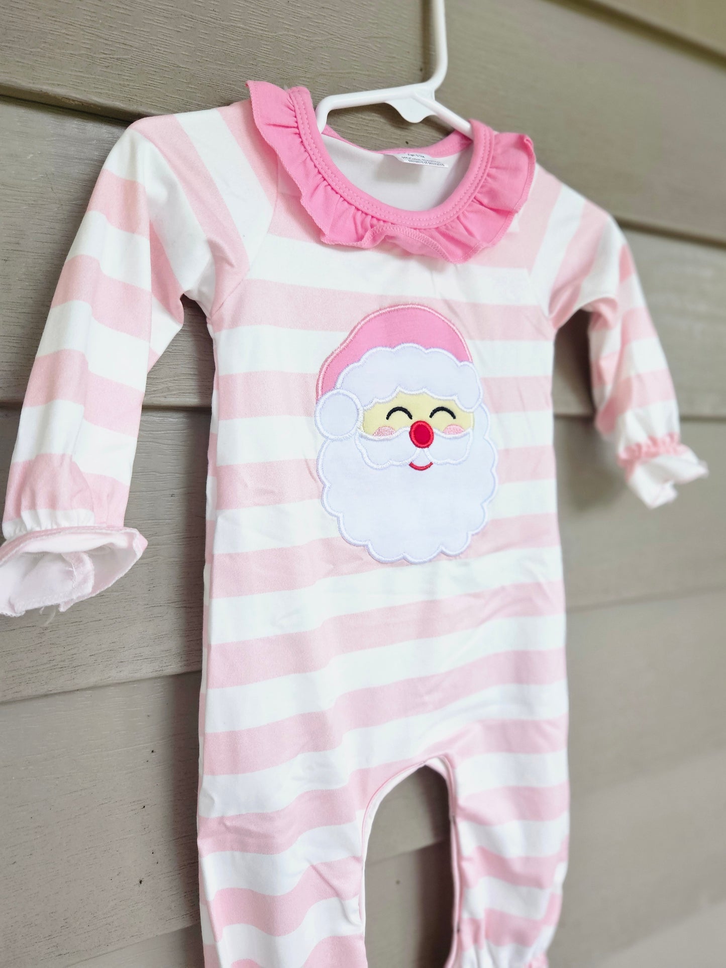 Santa Face Stripe Girls Jumper