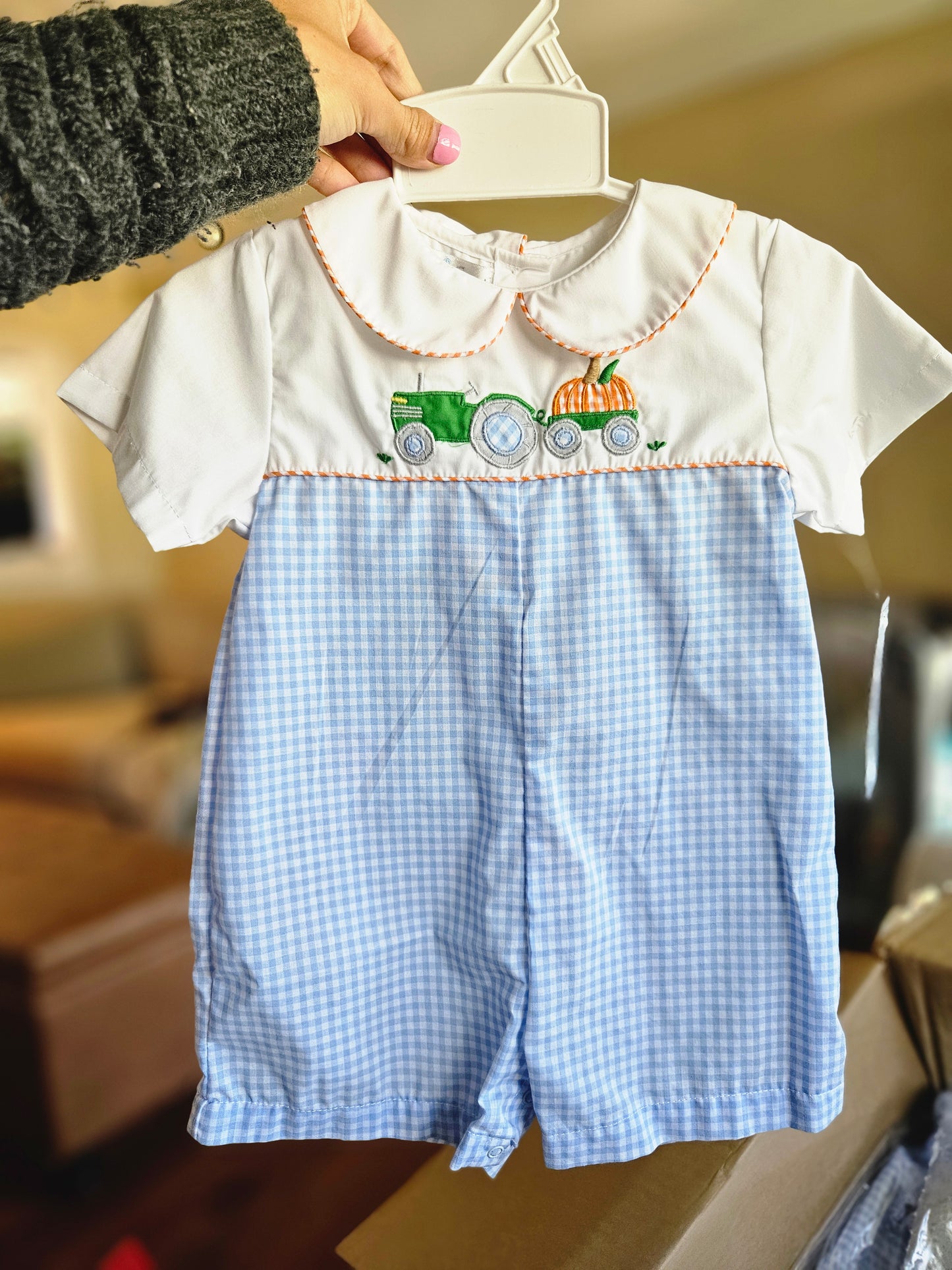 Tractors and Pumpkins Boys Romper