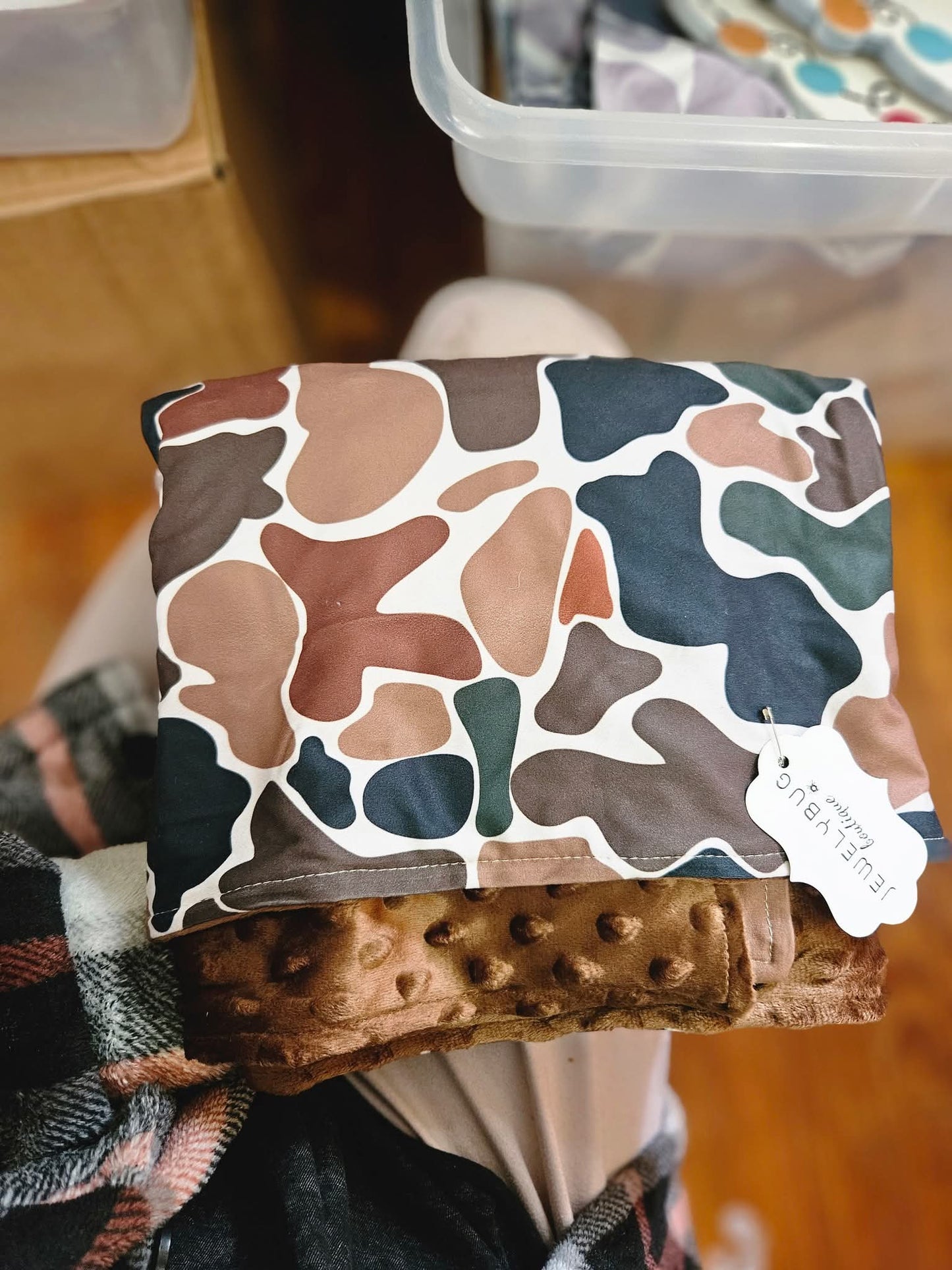 Brown and Green Camo Blanket