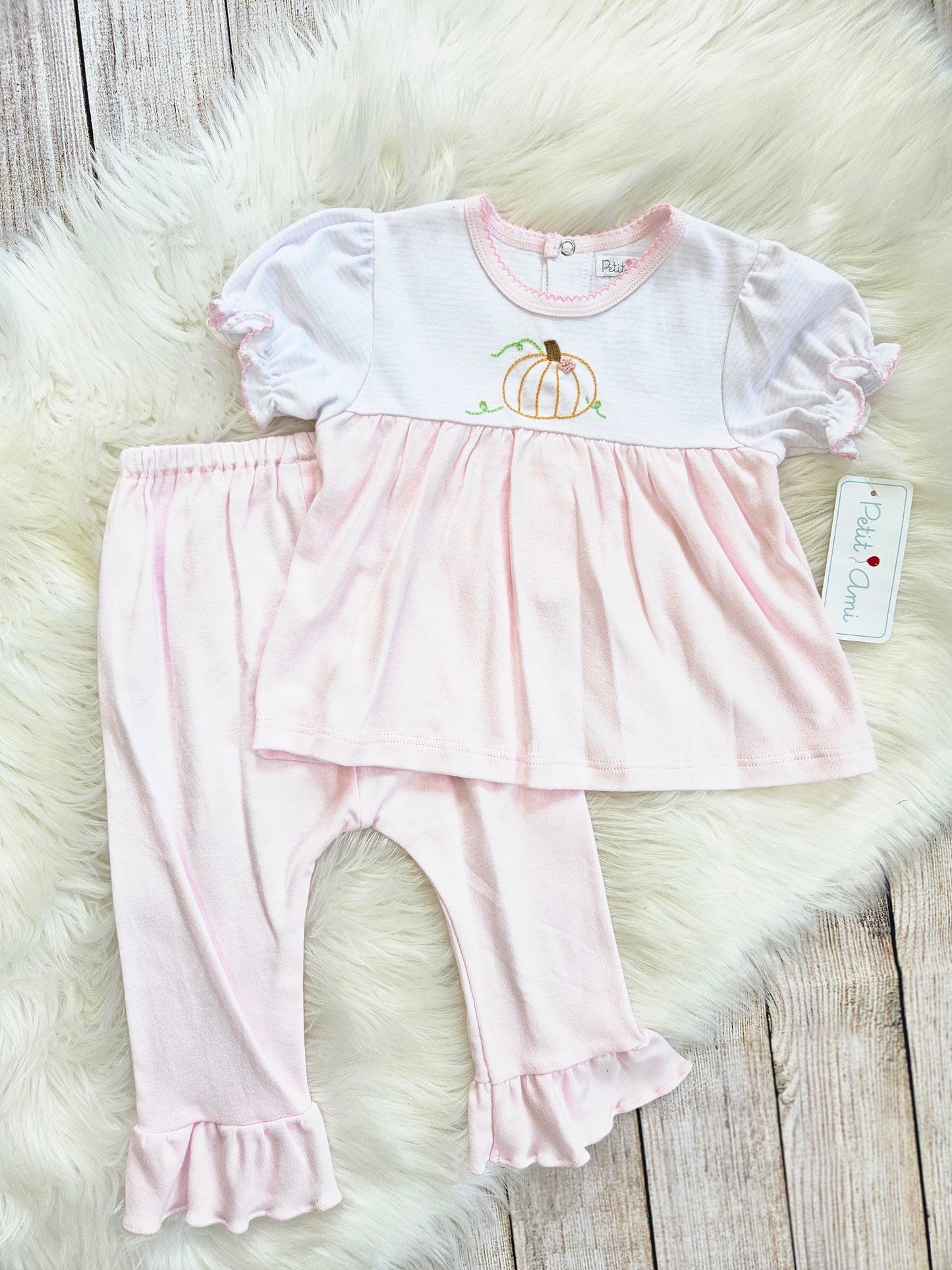Pumpkin Embroidered Girls Set