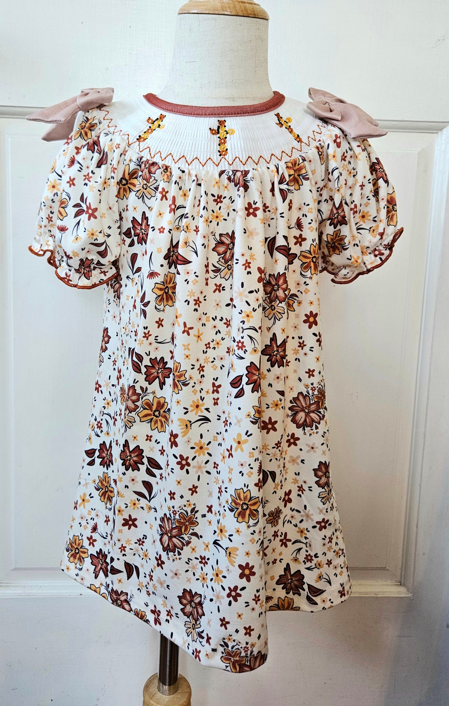 Floral Cross Smock Dress