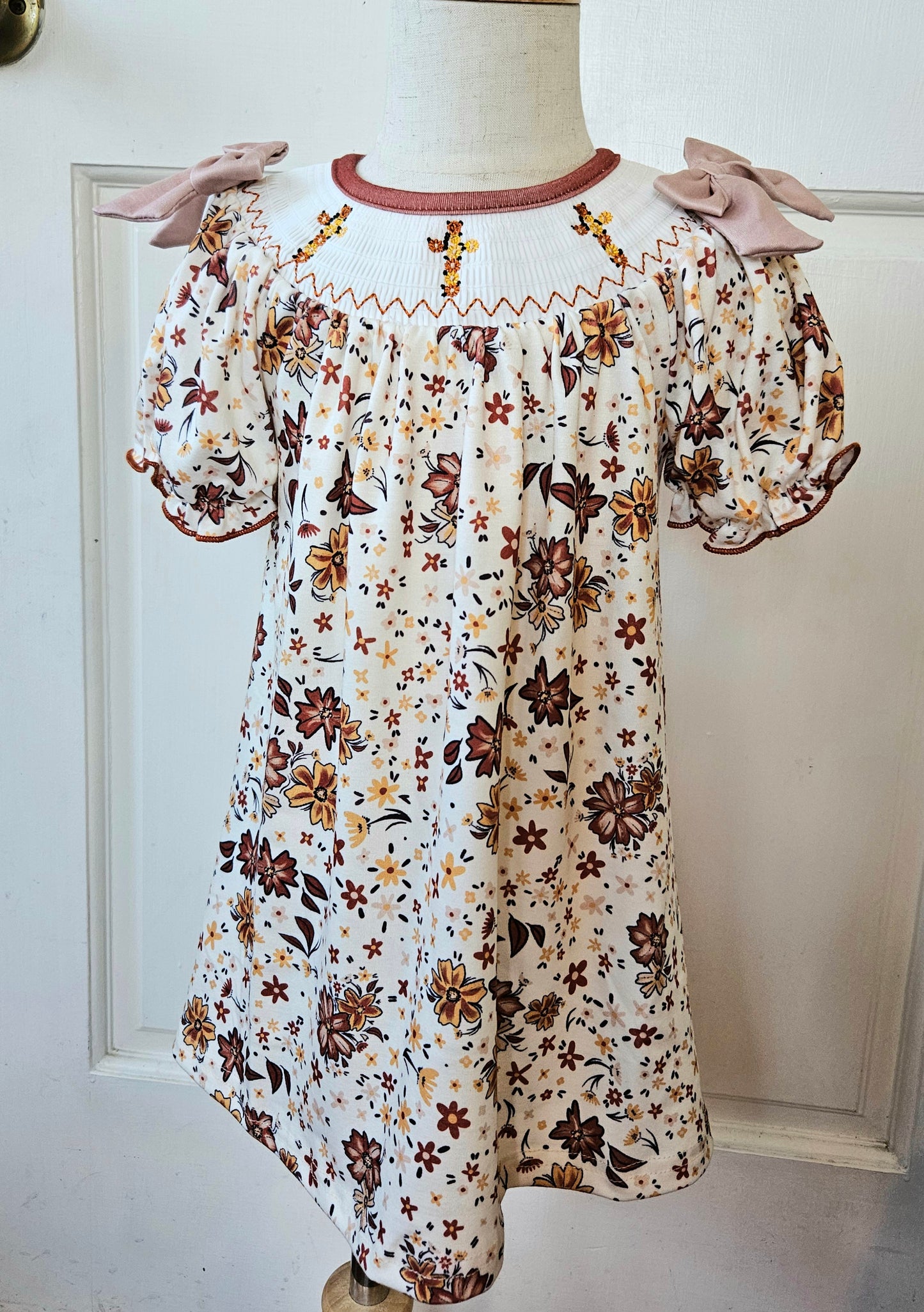 Floral Cross Smock Dress