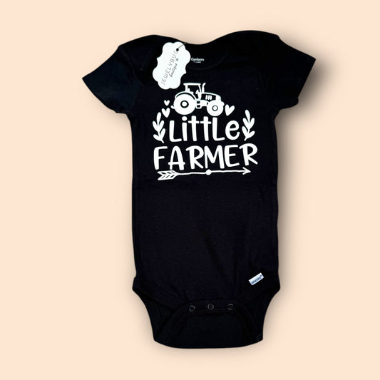 Black Little Farmer Onesie