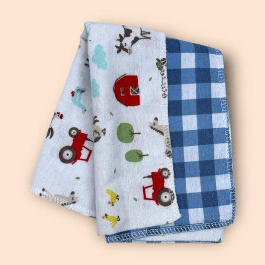 Barnyard & Plaid 2 Pc Burp Rag Set